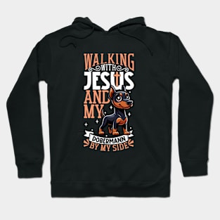 Jesus and dog - Dobermann Hoodie